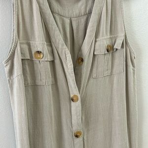 New Directions Khaki Button-Up midi dress